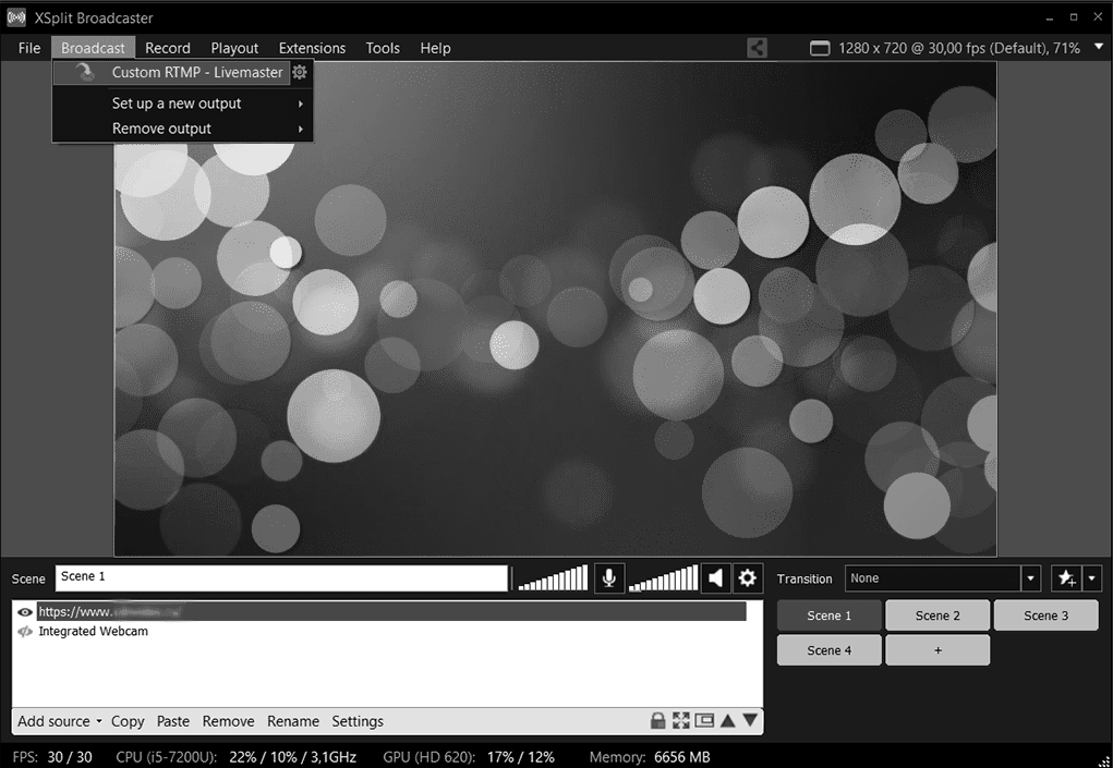 Запуск трансляции в XSplit modules-configuration