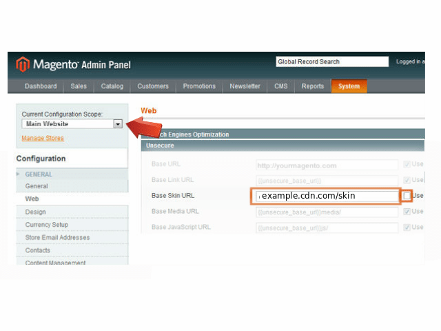 Web > Unsecure > Base Skin URL installing_the_module