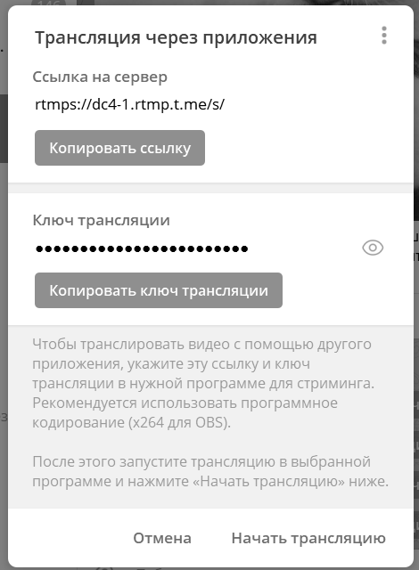 Параметры публикации в Telegram